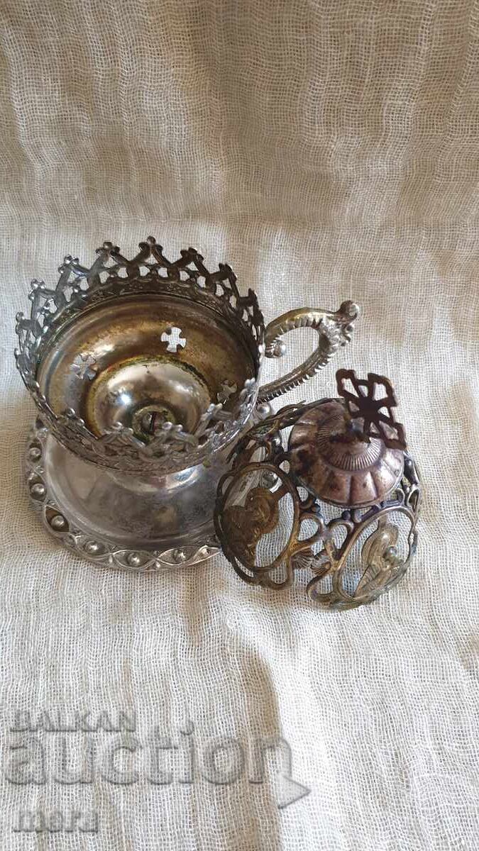 Veche candelă din alamă - lampă - 6