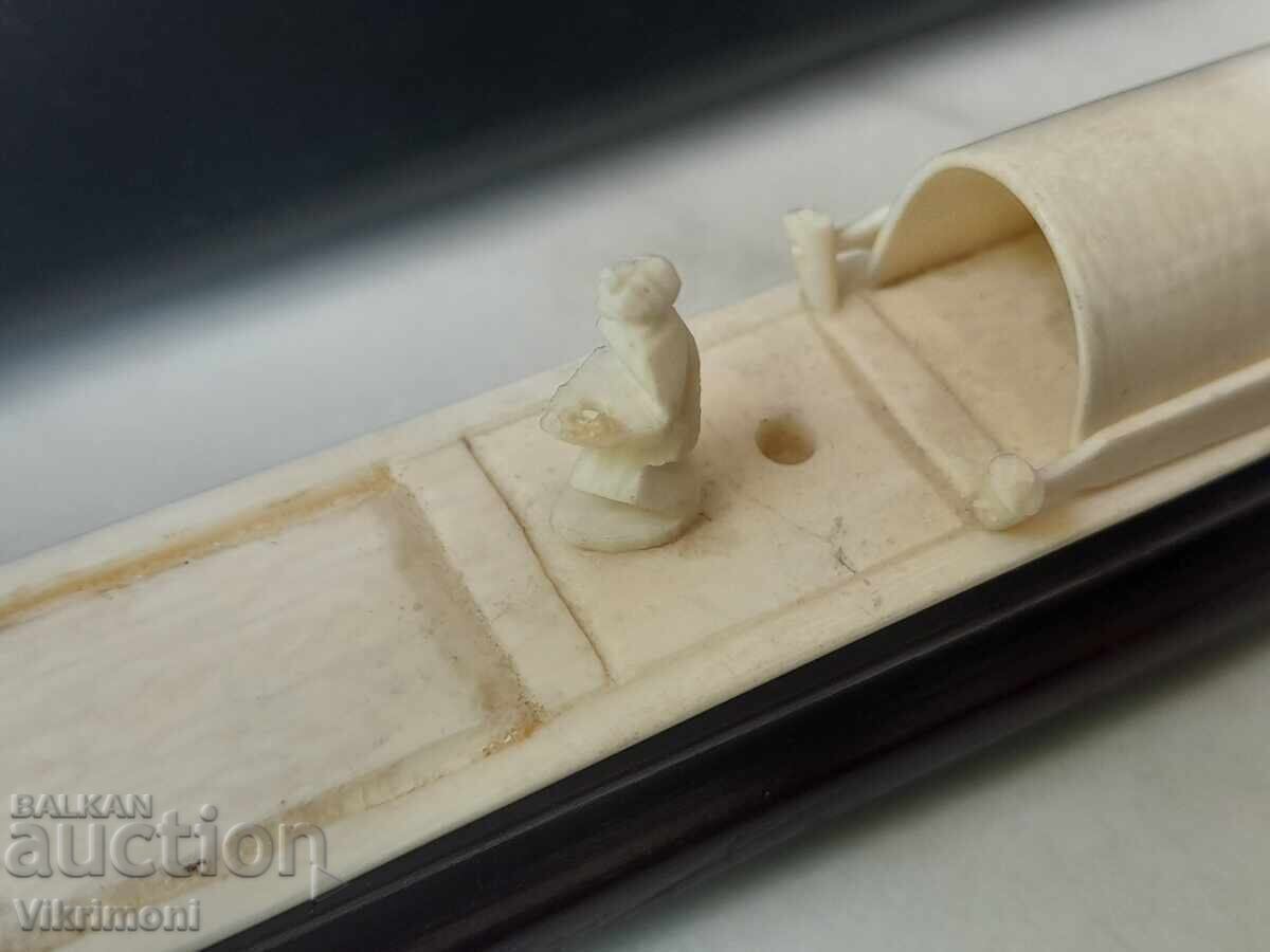 Auction  Rare ivory figure, boat, schooner, Inuit