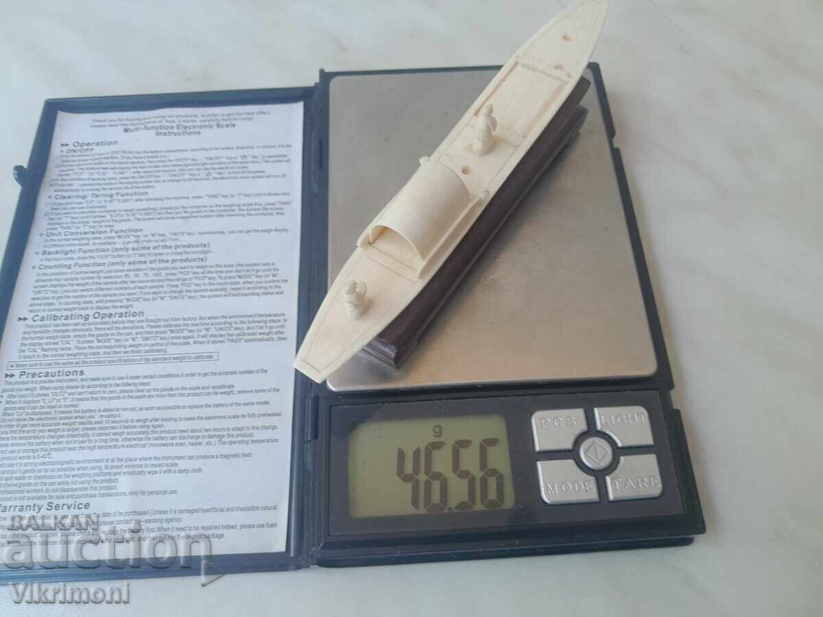 Рядка фигура слонова кост,лодка,шхуна,Инуити, - 7