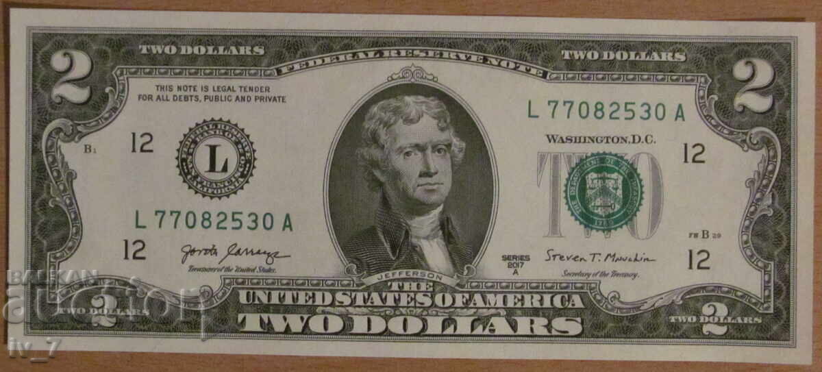 2 ΔΟΛΑΡΙΟ 2017, ΗΠΑ - UNC 2 ΔΟΛΑΡΙΟ 2017, ΗΠΑ - UNC