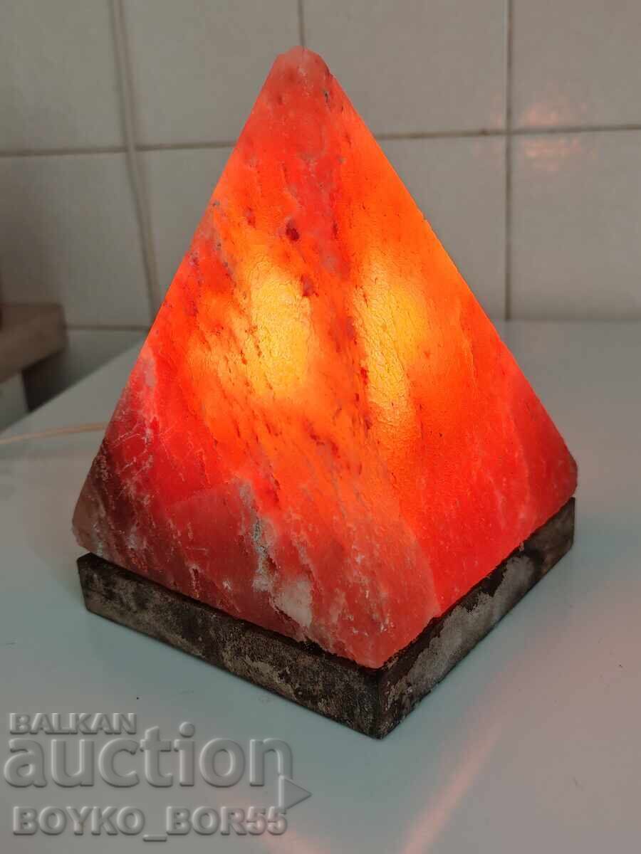 Όμορφη Παλιά Επιτραπέζια Λυχνία Πυραμίδα Ιμαλαϊκό Αλάτι - 6