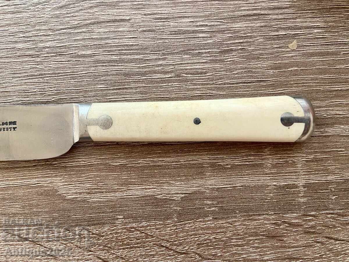 Винтидж комплект 12 ножа с кост дръжки и кутия, Англия - 6