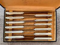 Винтидж комплект 12 ножа с кост дръжки и кутия, Англия