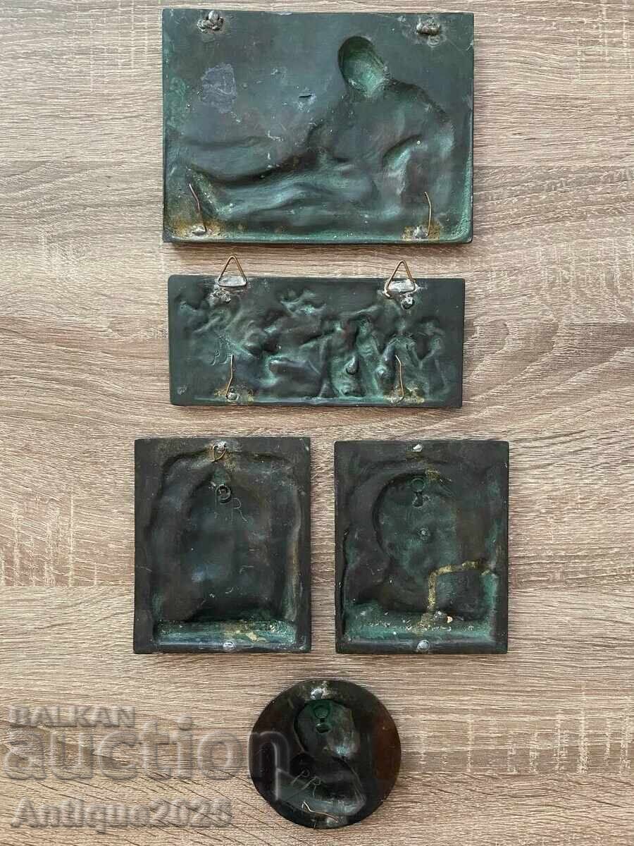 Комплект от 5 антични бронзови плаки с цена 150.00 лв. | € 76.69