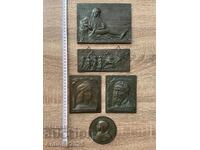 Комплект от 5 антични бронзови плаки