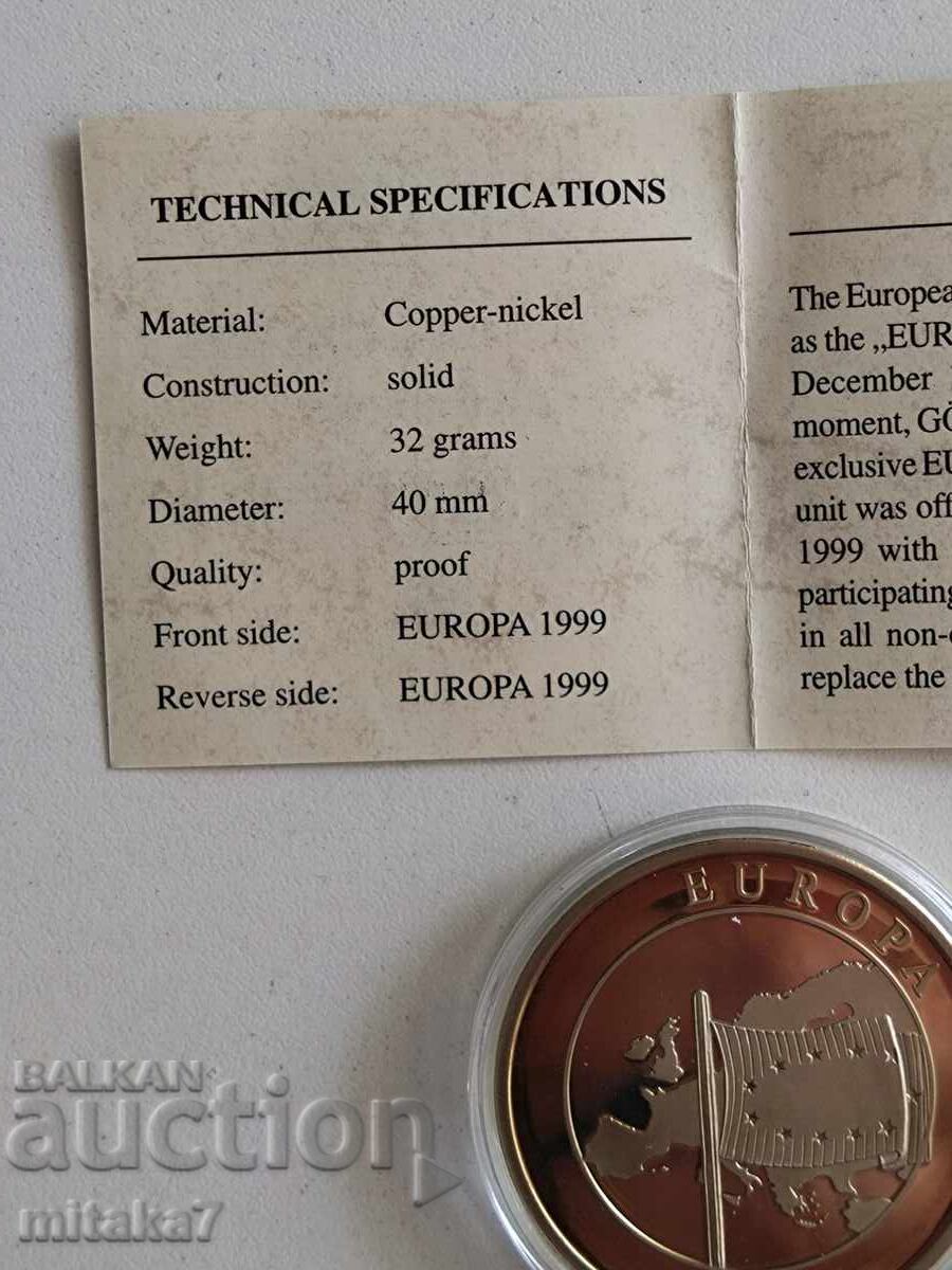 Delivery of Medal Europe 1999 year