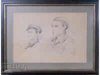 Nikola Georgiev-Dedo Bozhe (1884 - 1963) Portrait, pencil