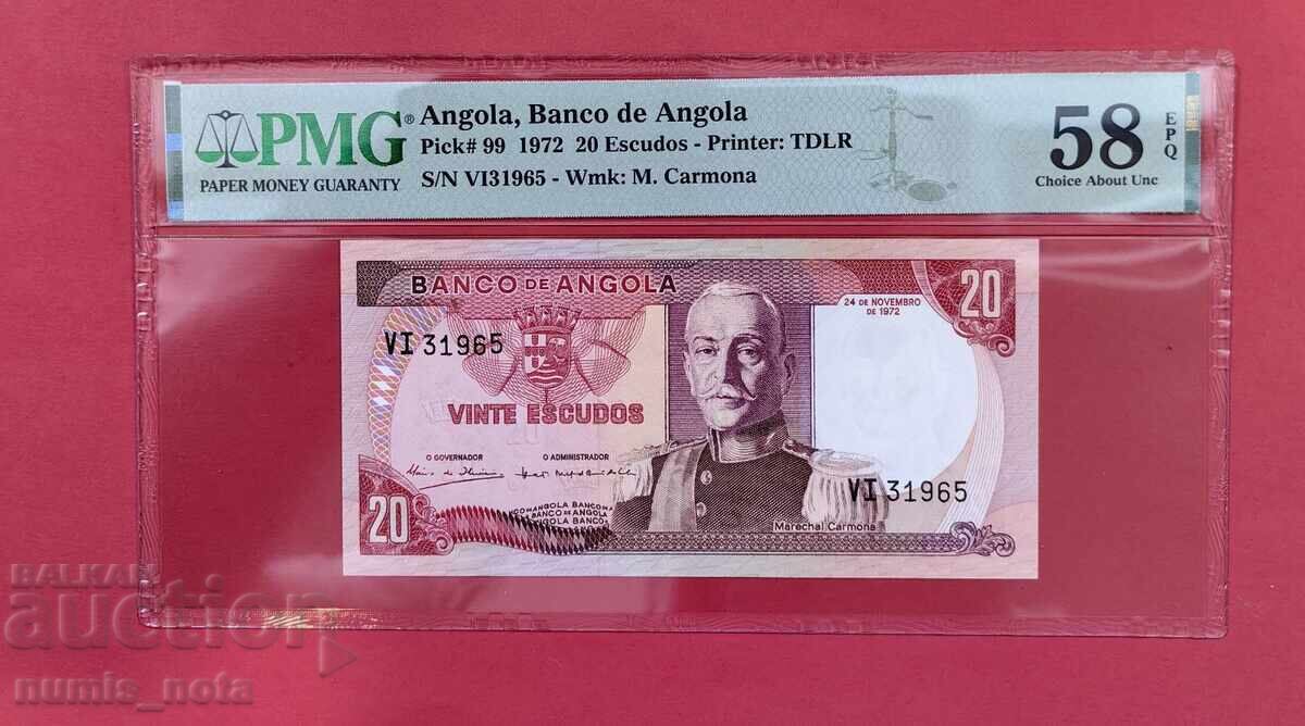 Angola 20 escudos 1972 g. PMG 58
