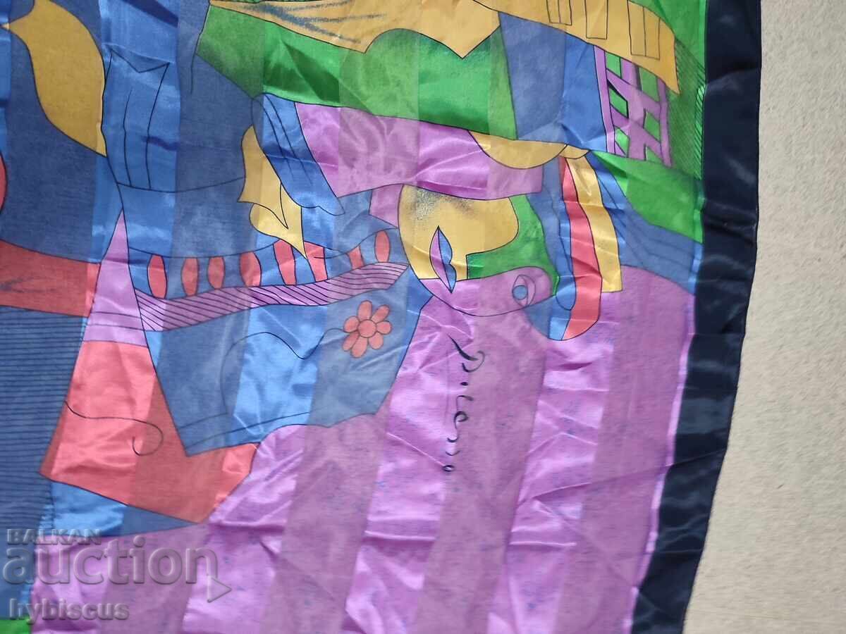 Auction  New Italian scarf, natural silk, Picasso