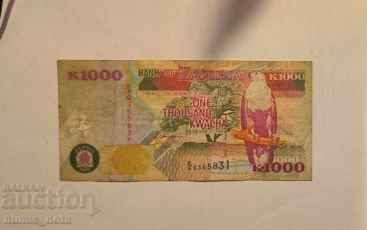 Замбия 1000 квача 1992 година Замбия 1000 квача 1992 година