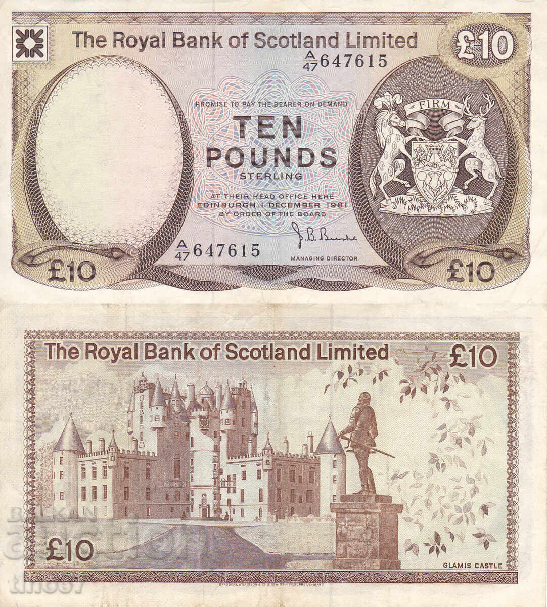 tino37- ΗΝΩΜΕΝΟ ΒΑΣΙΛΕΙΟ - ΣΚΩΤΙΑ - 10 ΛΙΡΕΣ - 1981 - VF