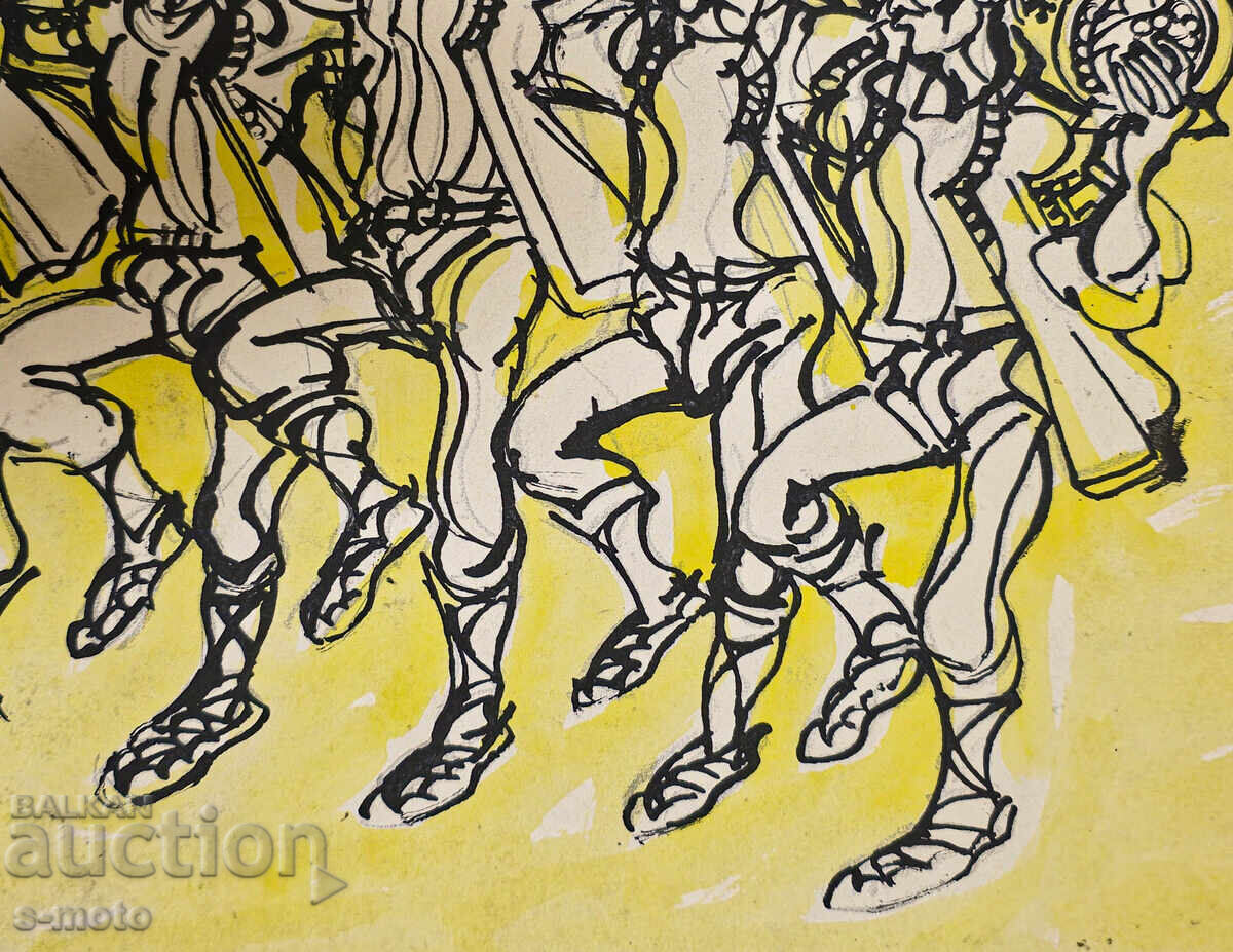 Πίτερ Ράσκοφ πίνακας ακουαρέλα / μελάνι Χοροῦ - 5