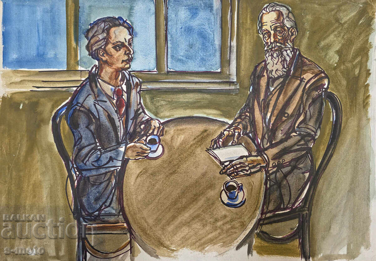 Πίτερ Ράσκοφ πίνακας ακουαρέλα πορτρέτο με τιμή 350.00 BGN | € 178.95