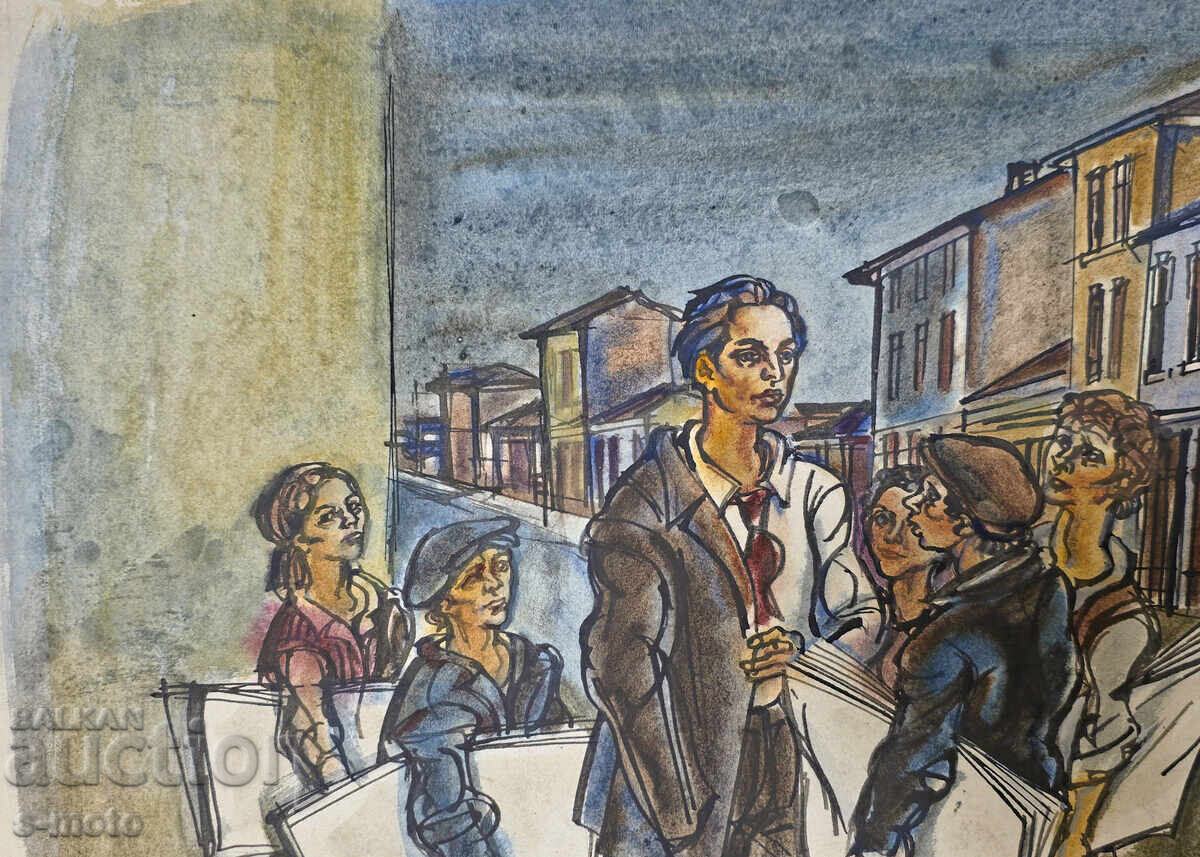 Δημοπρασία Πίτερ Ράσκοφ πίνακας ακουαρέλα πορτρέτο