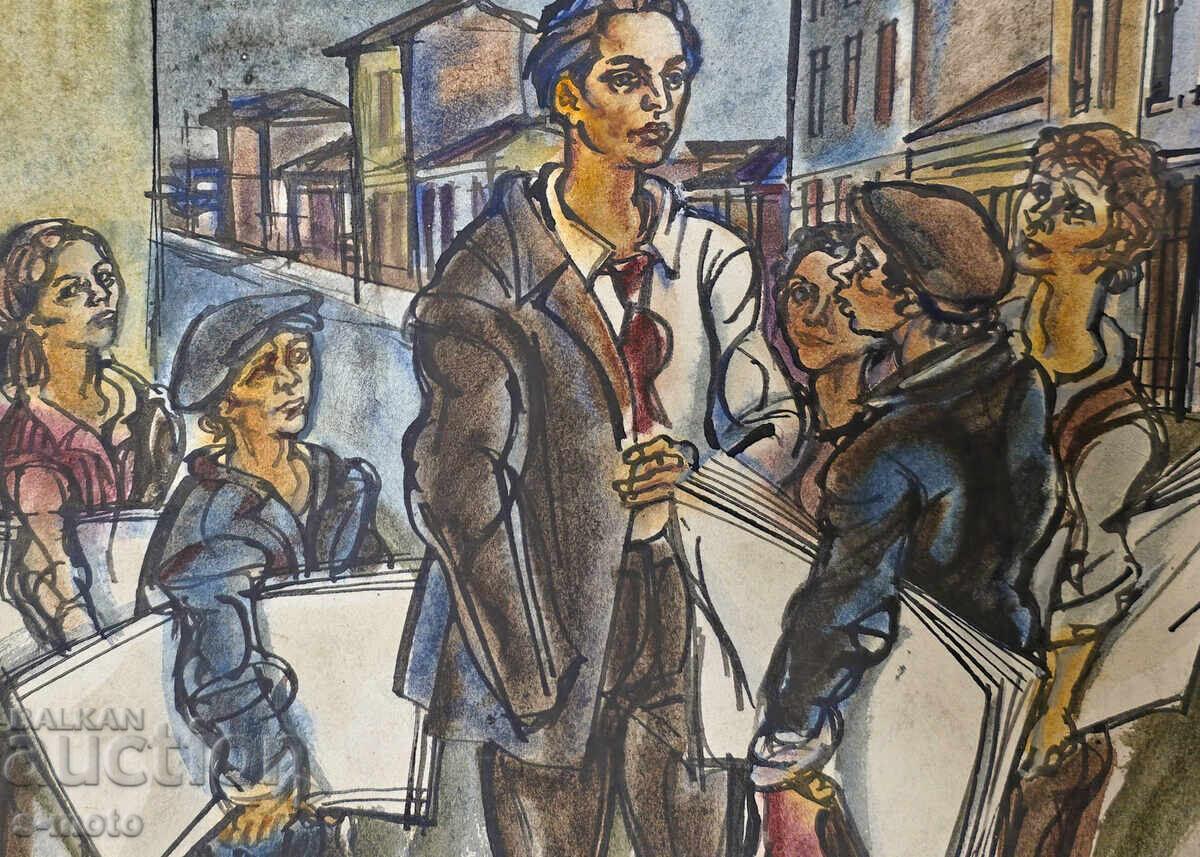 Πίτερ Ράσκοφ πίνακας ακουαρέλα πορτρέτο - 5