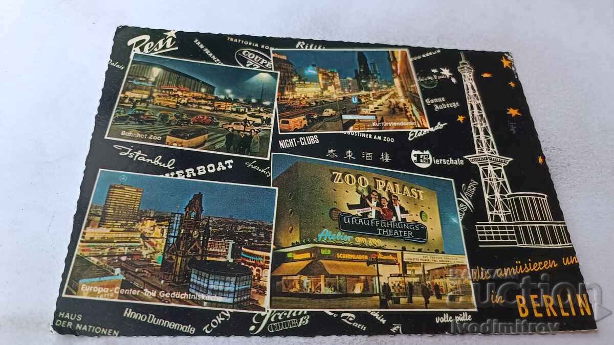Postcard Berlin Night Views Collage Postcard Berlin Night Views Collage