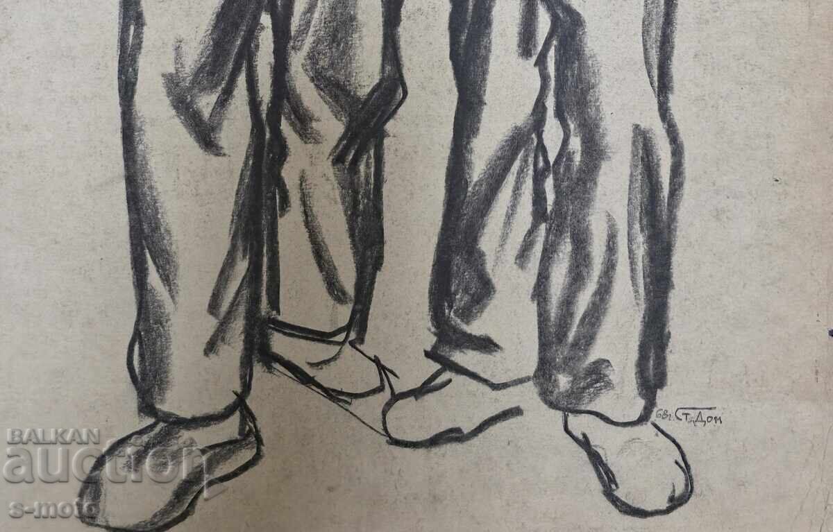 Stoian Domusciev/1935 - 2021/Portret de muncitori creion 1968 - 7