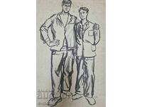 Στογιάν Ντομούστσιεφ/1935 - 2021/Πορτρέτο εργατών μολύβι 1968