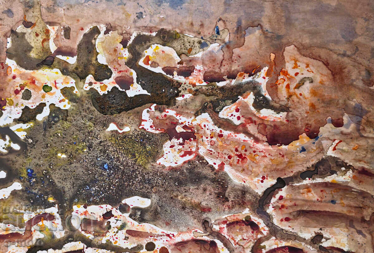 Stoian Domuschiev/ 1935 - 2021 /Acuarelă, compoziție abstractă - 5 Stoian Domuschiev/ 1935 - 2021 /Acuarelă, compoziție abstractă - 5