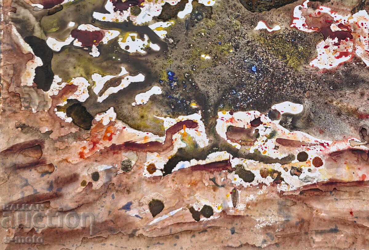 Stoian Domuschiev/ 1935 - 2021 /Acuarelă, compoziție abstractă - 6 Stoian Domuschiev/ 1935 - 2021 /Acuarelă, compoziție abstractă - 6