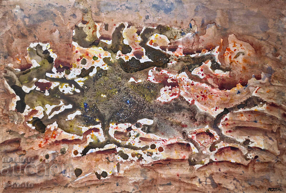 Stoian Domuschiev/ 1935 - 2021 /Acuarelă, compoziție abstractă Stoian Domuschiev/ 1935 - 2021 /Acuarelă, compoziție abstractă