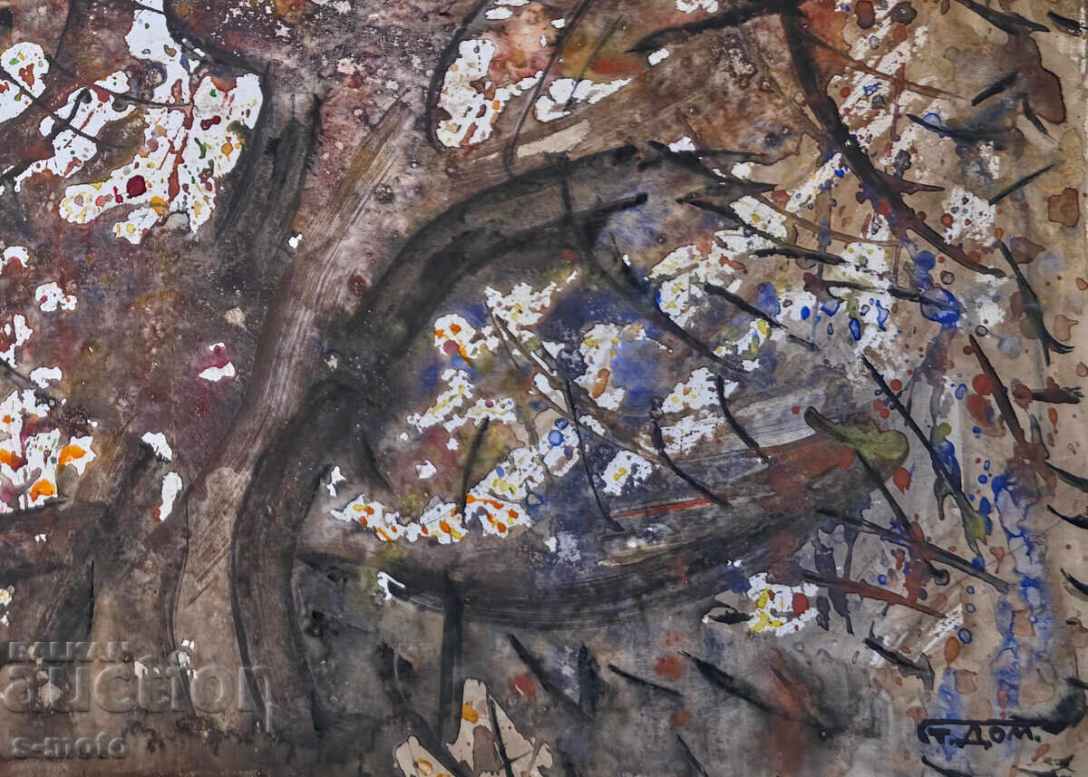 Licitație Stoian Domuschiev/ 1935 - 2021 /Acuarelă, compoziție abstractă