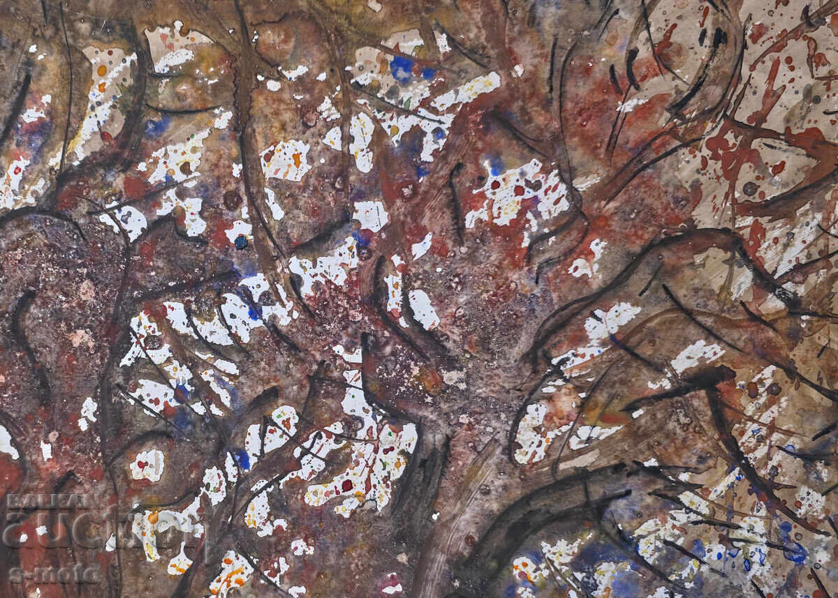 Stoian Domuschiev/ 1935 - 2021 /Acuarelă, compoziție abstractă - 5