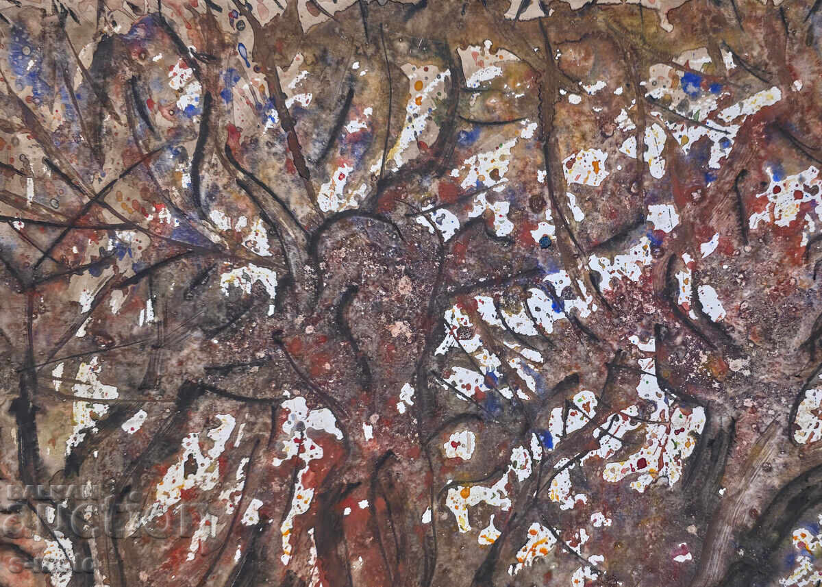 Stoian Domuschiev/ 1935 - 2021 /Acuarelă, compoziție abstractă - 6