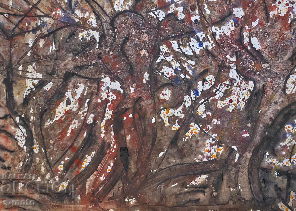 Stoian Domuschiev/ 1935 - 2021 /Acuarelă, compoziție abstractă - 7