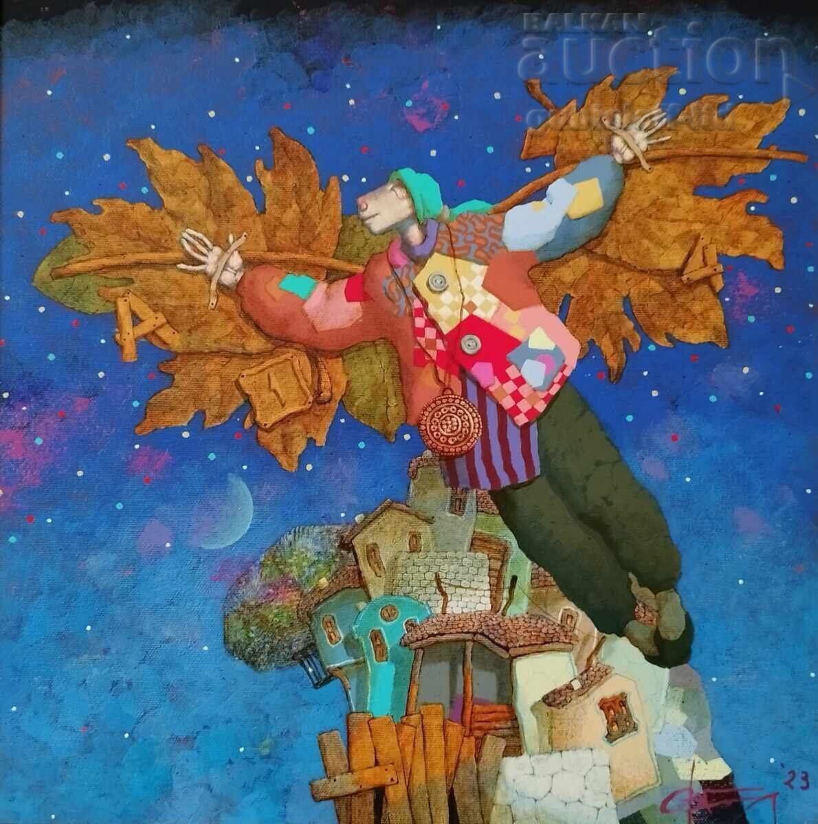 Painting, "Flight", artist Angel Gerdzhikov, 2023 with price 900.00 BGN | € 460.16 Painting, "Flight", artist Angel Gerdzhikov, 2023 with price 900.00 BGN | € 460.16