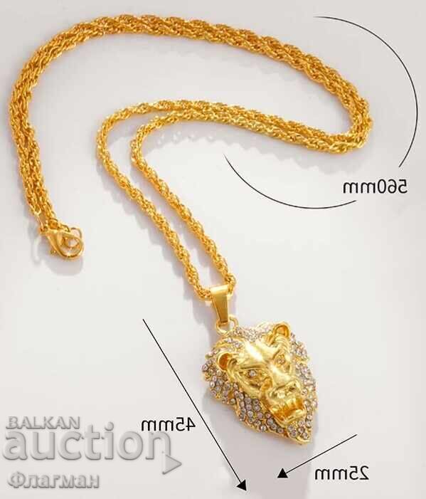 Gold-plated necklace with pendant - Lion's head with price 30.00 BGN | € 15.34