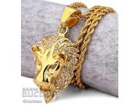 Colier placat cu aur cu pandantiv - Cap de leu