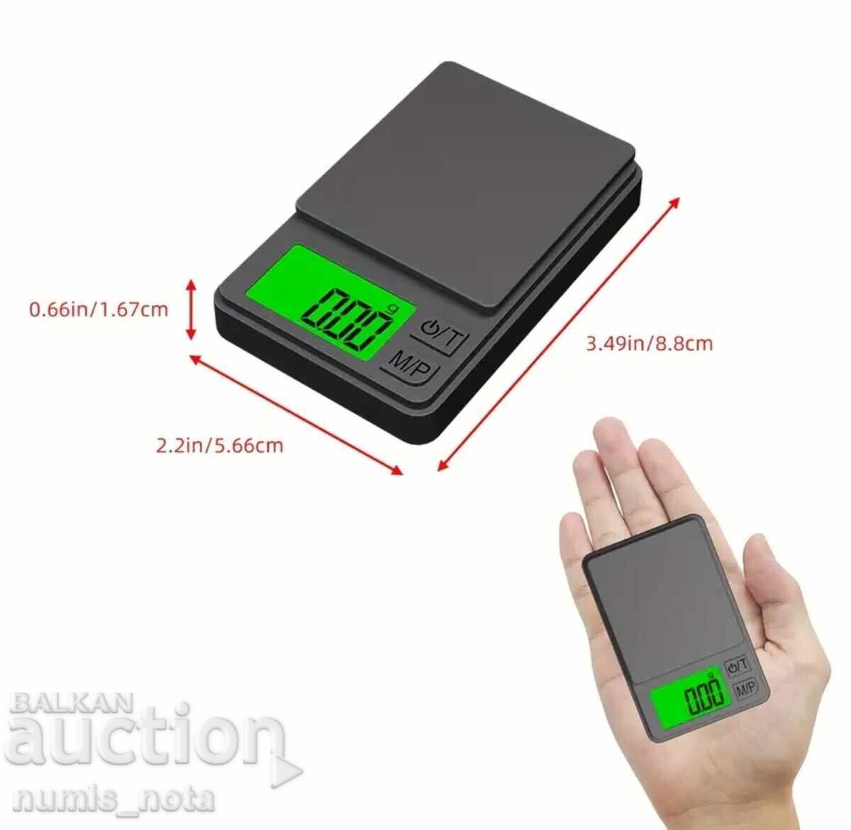 Livrarea Mini cântar de buzunar digital 0.01 - 500 gr. + baterie