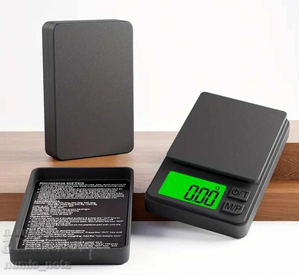 Licitație Mini cântar de buzunar digital 0.01 - 500 gr. + baterie