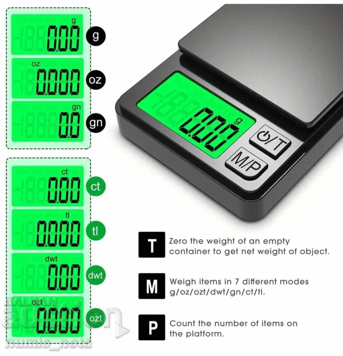 Mini cântar de buzunar digital 0.01 - 500 gr. + baterie - 5