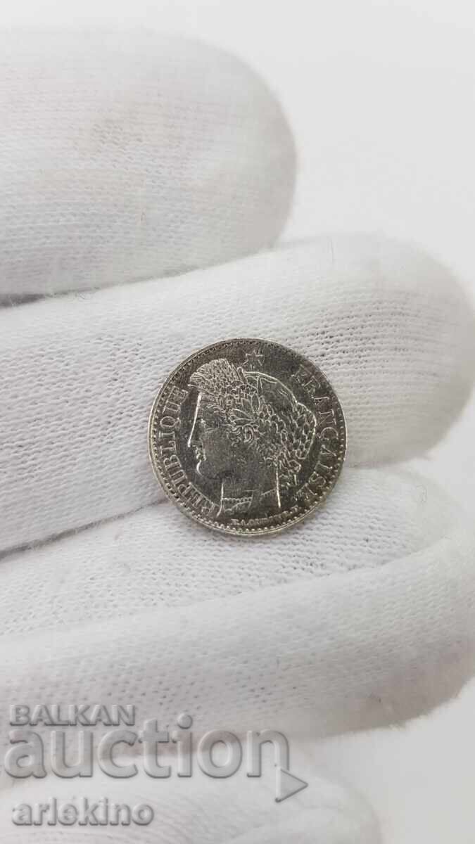 Delivery of Rare French Silver Coin 20 Centimes 1850 A - Ceres