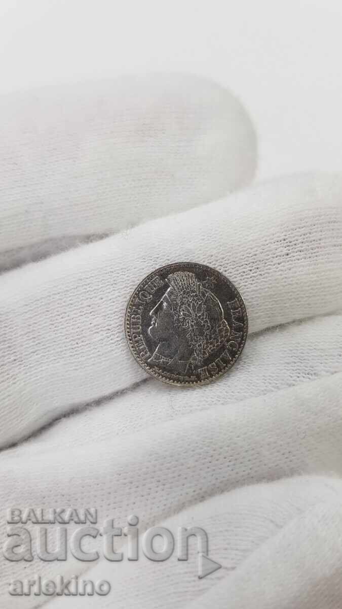 Σπάνιο γαλλικό ασημένιο νόμισμα 20 λεπτών 1850 Α - Δήμητρα - 5