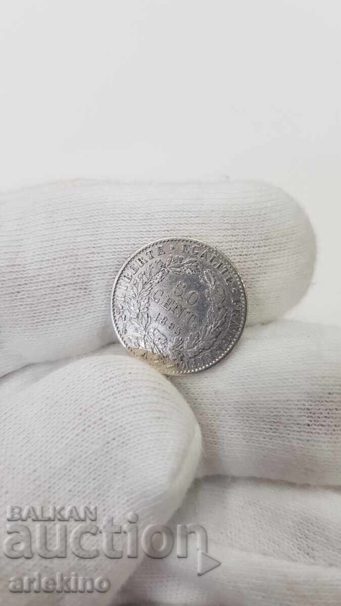 Rare French Silver Coin 50 Centimes 1895 with price 42.00 BGN | € 21.47