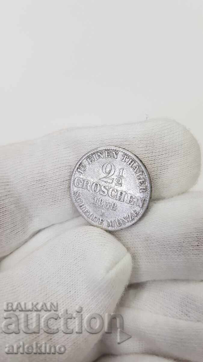 Рядка сребърна монета 2 1/2 1838 г. 1/12 талер Oldenburg