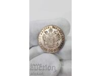 Rare silver Austrian coin 20 Kreuzer 1845 with luster