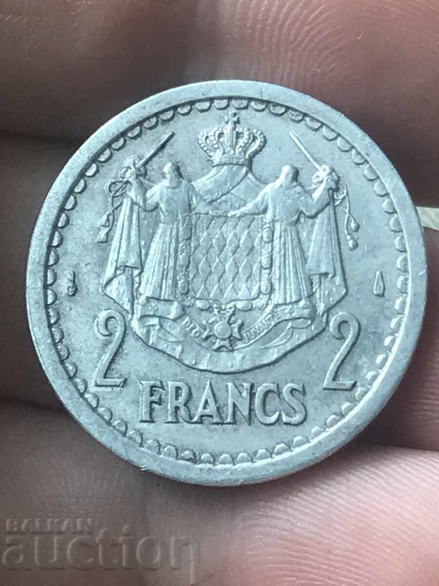 Monaco 2 Francs 1943 Prince Louis II Aluminum with price 4.00 BGN | € 2.05