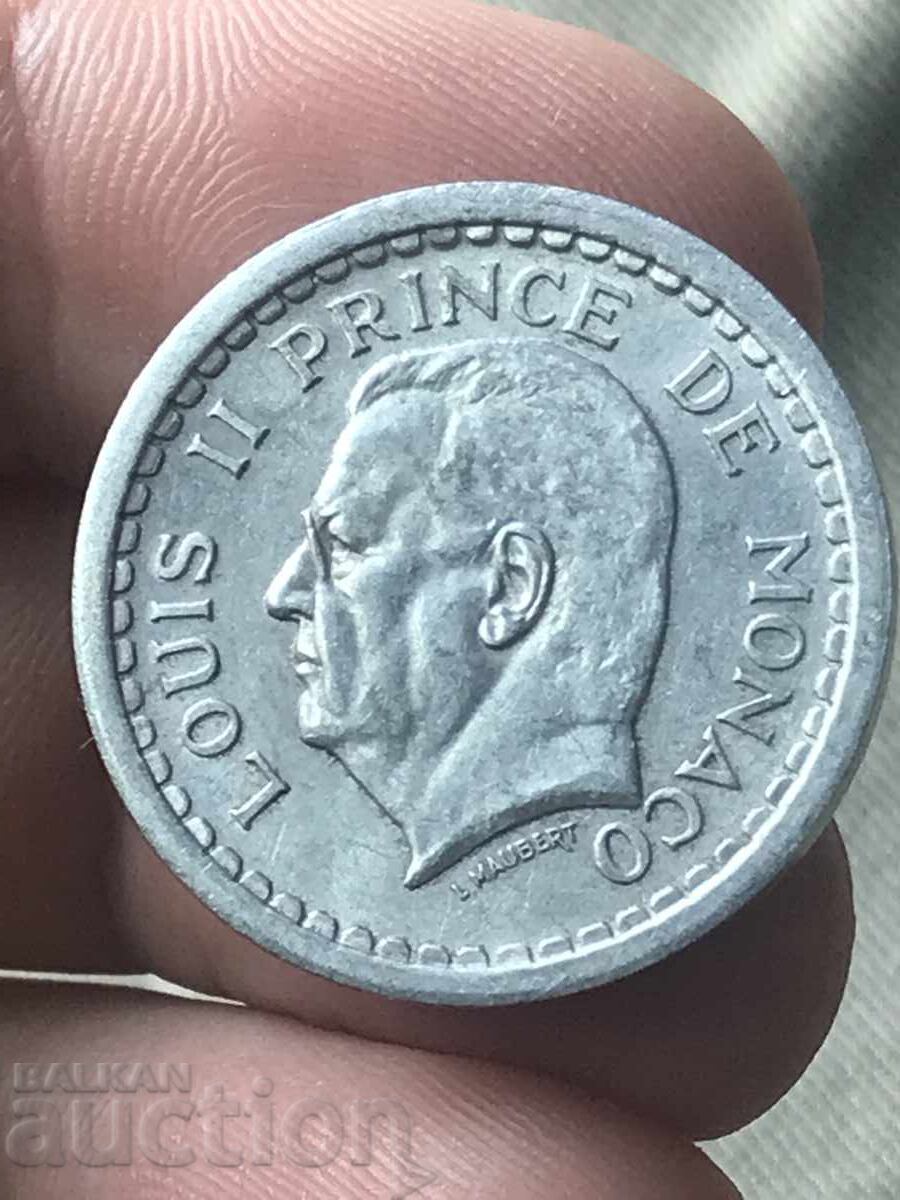 Monaco 2 franci 1943 prințul Louis II aluminiu