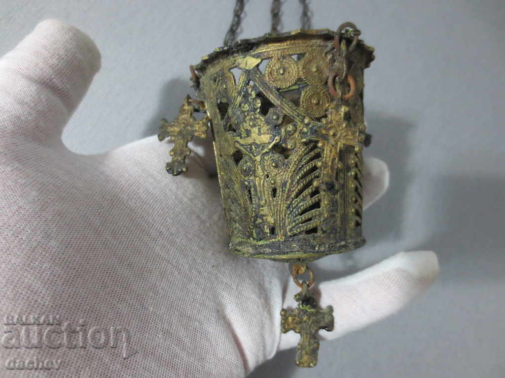 Старинно Възрожденско Домашно Българско Кандило 19Век - 5 Старинно Възрожденско Домашно Българско Кандило 19Век - 5