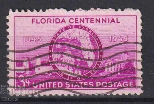 Stamped stamp 100 years Florida State 1945 from the USA Stamped stamp 100 years Florida State 1945 from the USA