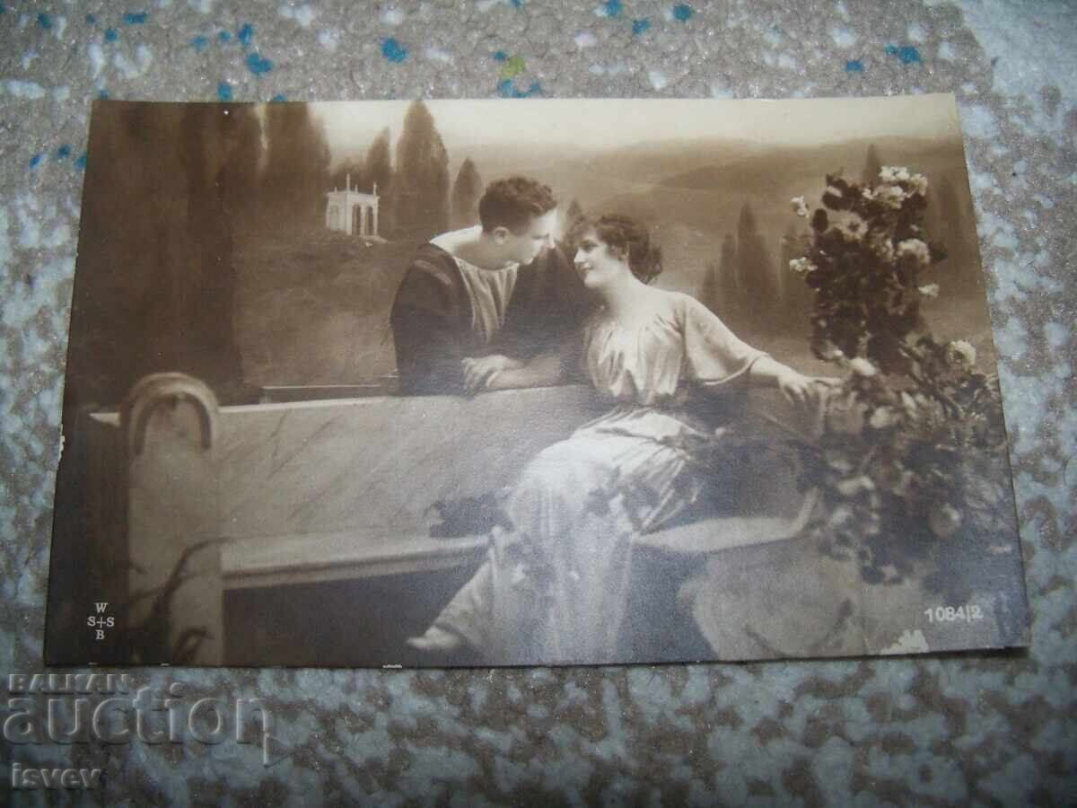 Стара романтична пощенска картичка от 1920г. с цена 10.00 лв. | € 5.11