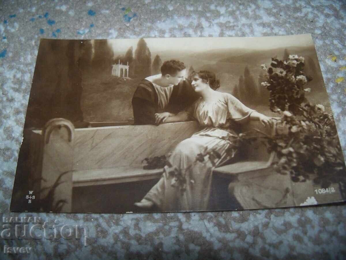 Стара романтична пощенска картичка от 1920г. - 5