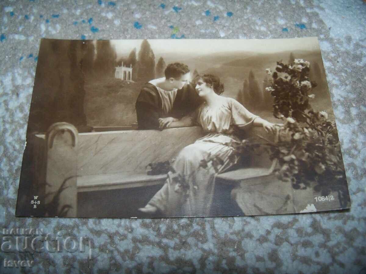 Стара романтична пощенска картичка от 1920г.
