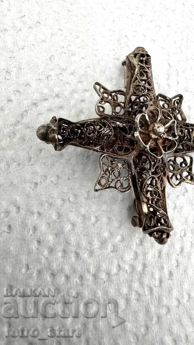 Antique, Alpine silver cross, filigree around 1800 with price 70.00 BGN | € 35.79 Antique, Alpine silver cross, filigree around 1800 with price 70.00 BGN | € 35.79