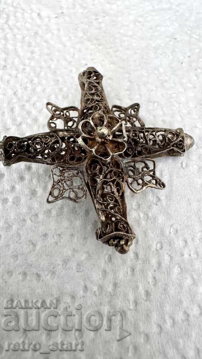 Antique, Alpine silver cross, filigree around 1800 Antique, Alpine silver cross, filigree around 1800