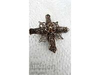 Antique, Alpine silver cross, filigree around 1800